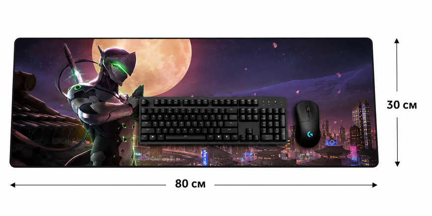Килимок для миші ігровий 800x300 мм Overwatch Геnji нічне місто і місяць MP-GS-043 фото