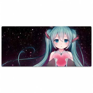 Великий геймерський коврик XXL 900x400 мм Hatsune Miku серце зоряне небо MP-AN-033 фото